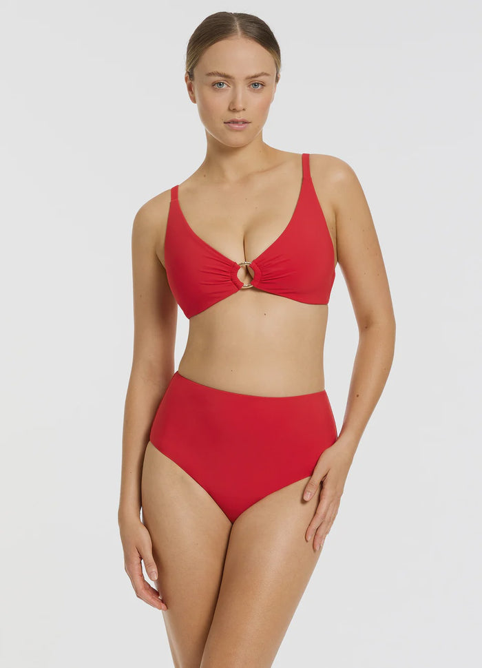 High Waisted Bikini Bottom - Rosso