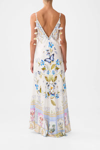 V Neck Bias Slip Dress w Train