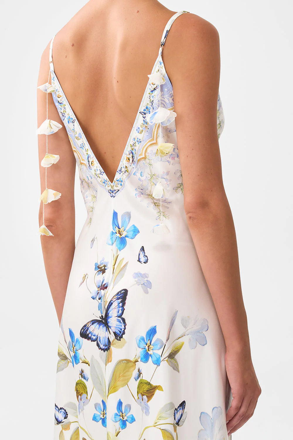 V Neck Bias Slip Dress w Train