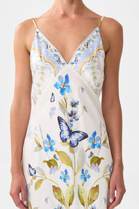V Neck Bias Slip Dress w Train