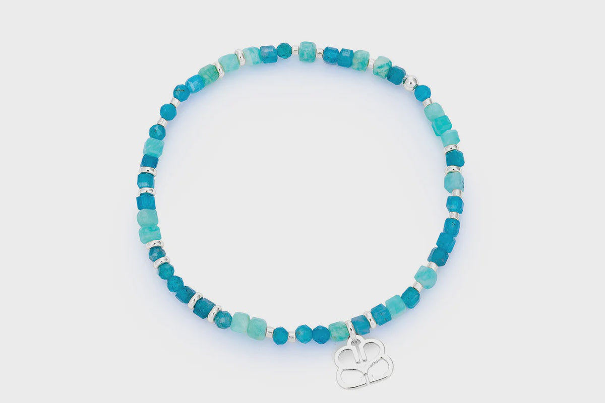 Violet Amazonite and Apatite Silver Bracelet