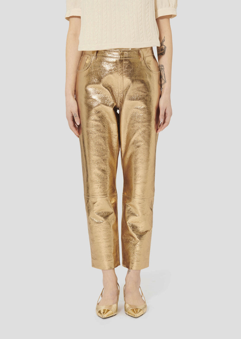 Pietra Golden Leather Pants