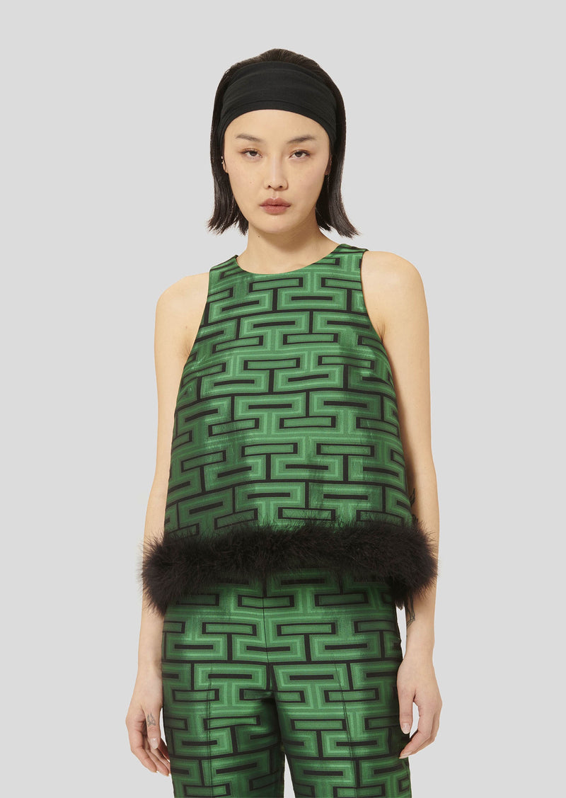 Twiggy Green with Graphic Print Top