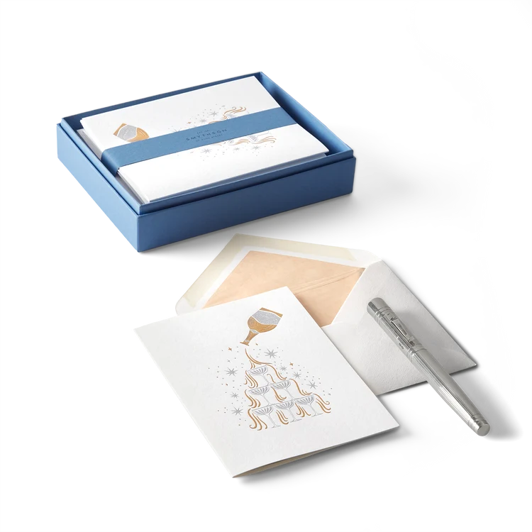 Champagne Christmas Card Set
