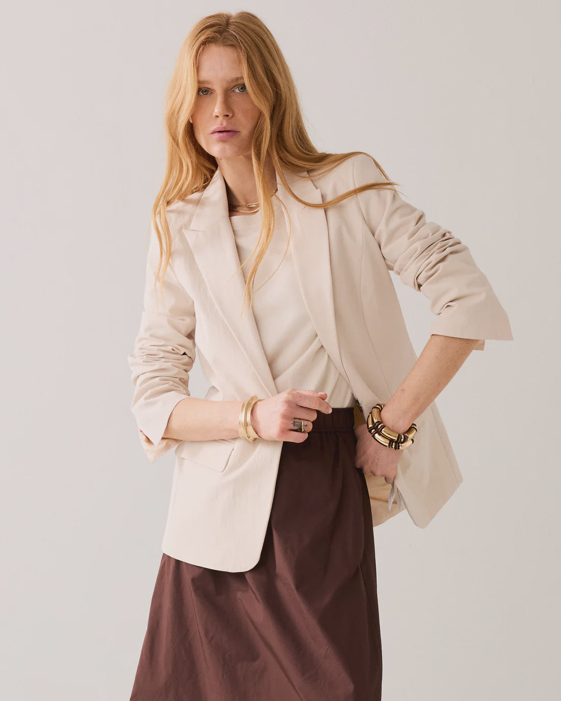 Fitted Blazer in Cotton Blend