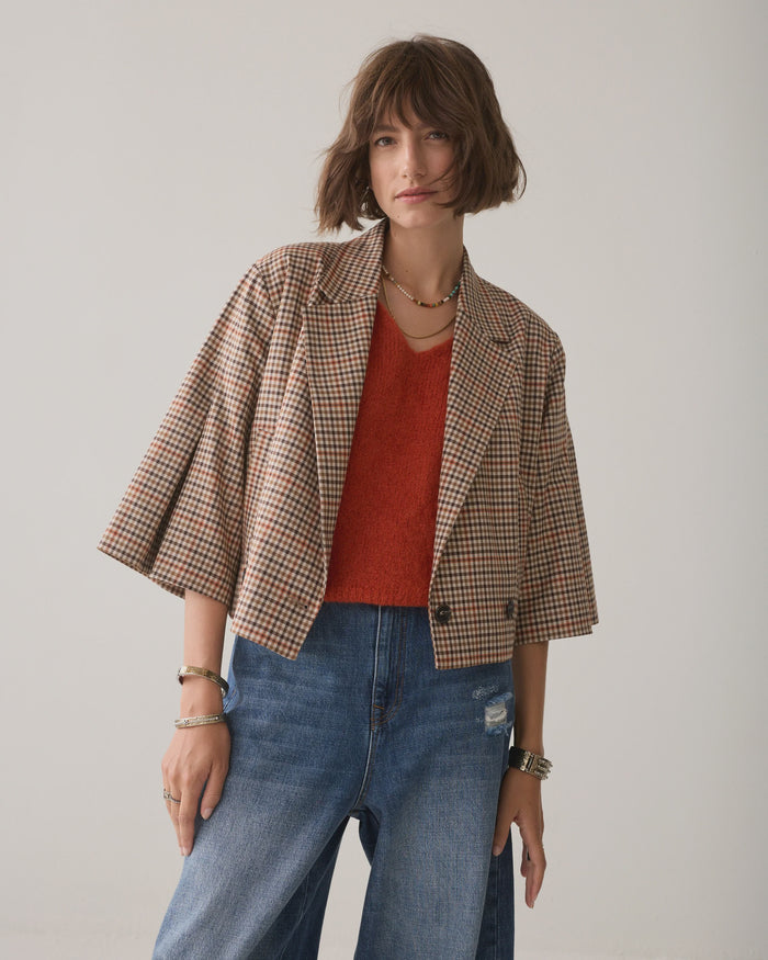 Checked Cape Jacket