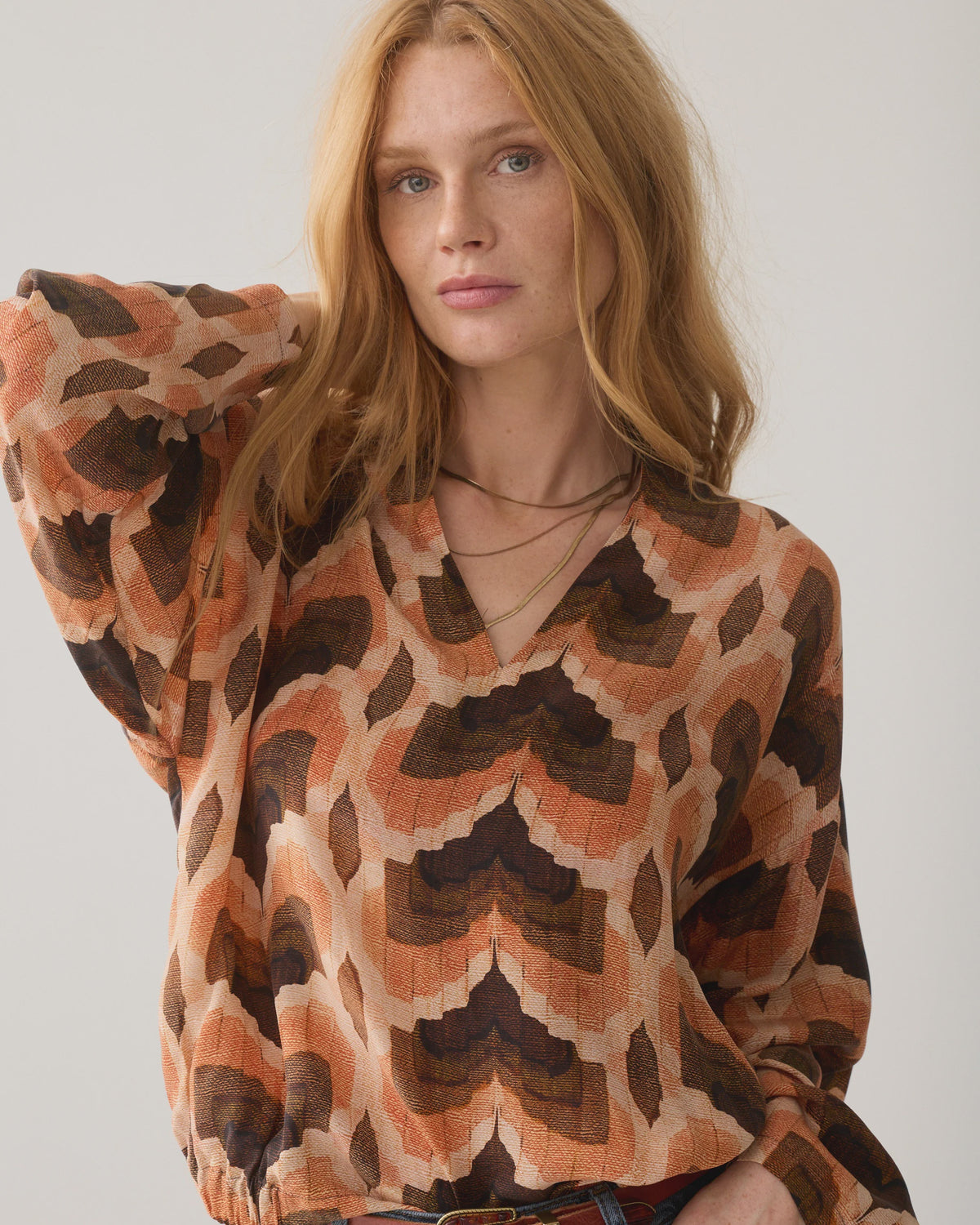 Top with Geometric Print