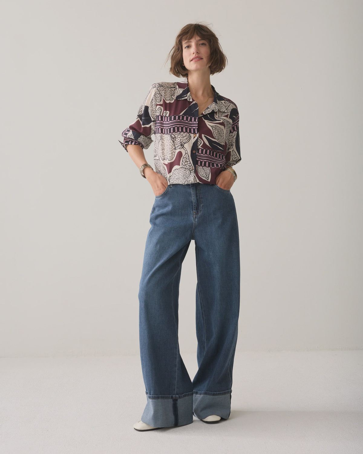 Blouse with Scarf Print