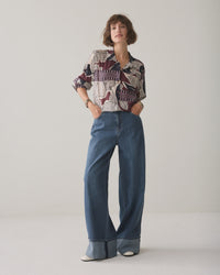 Blouse with Scarf Print