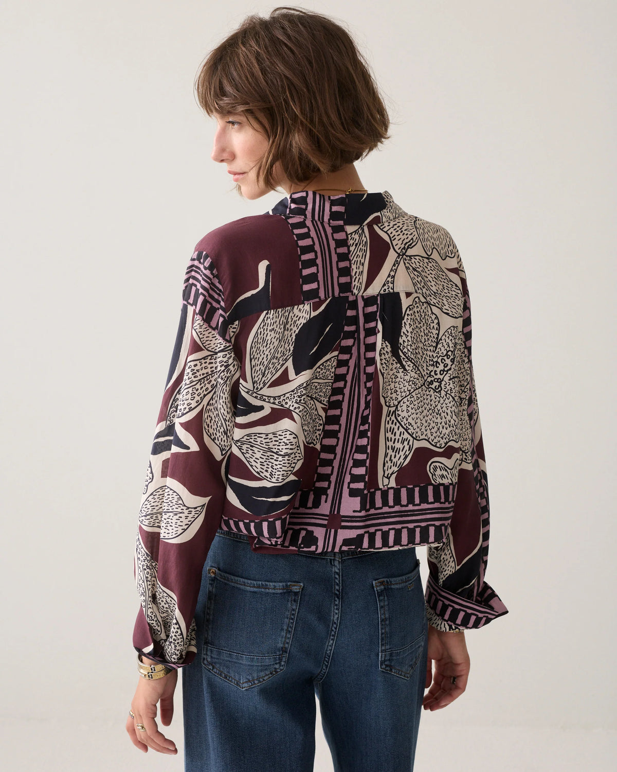 Blouse with Scarf Print