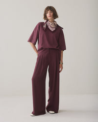 Wide-leg Trousers with Band Pleats