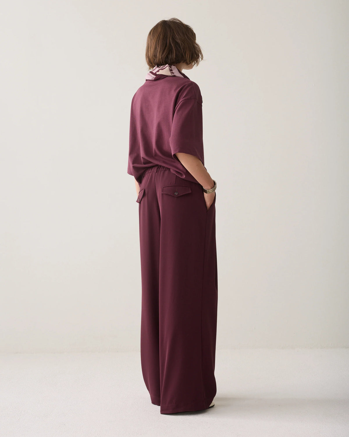 Wide-leg Trousers with Band Pleats
