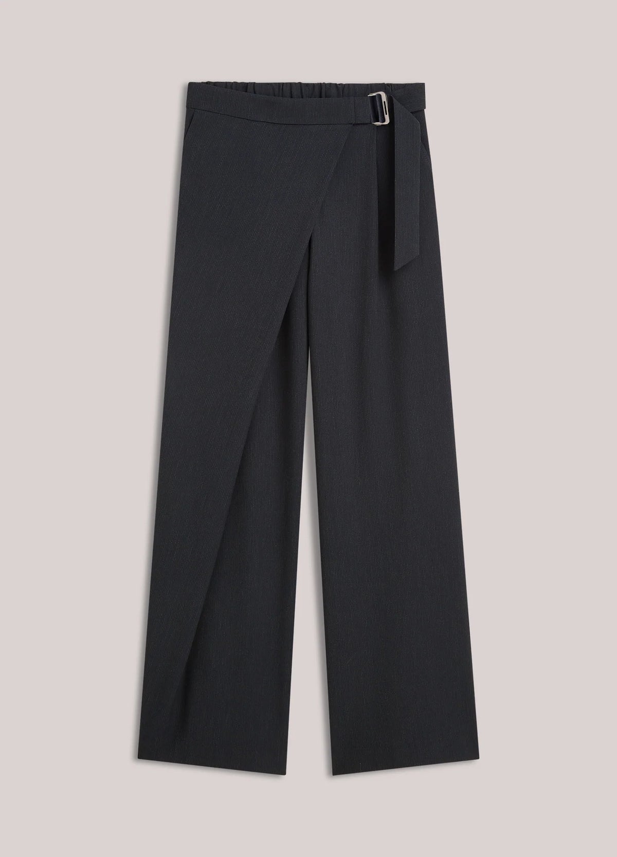 Pinstriped Wrap-Around Trousers