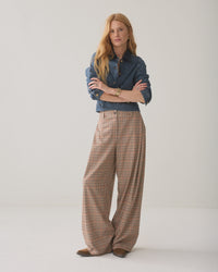 Wide-Leg Trousers with a Checked Print
