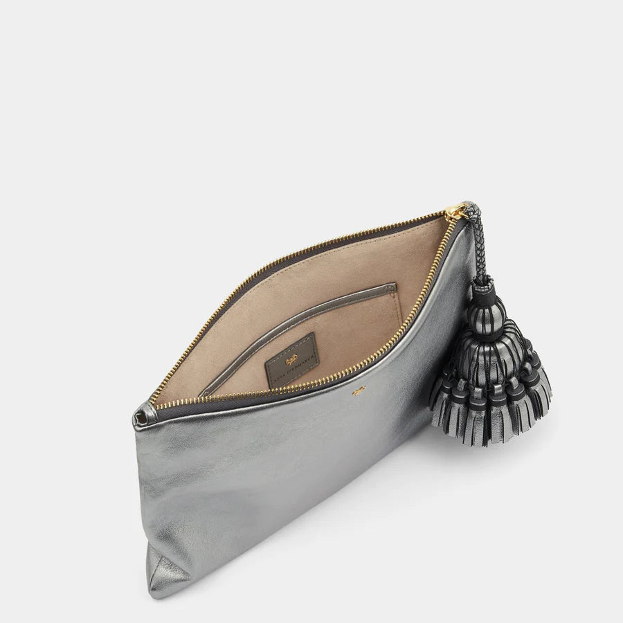 Georgiana Clutch in Steel Metallic Nappa