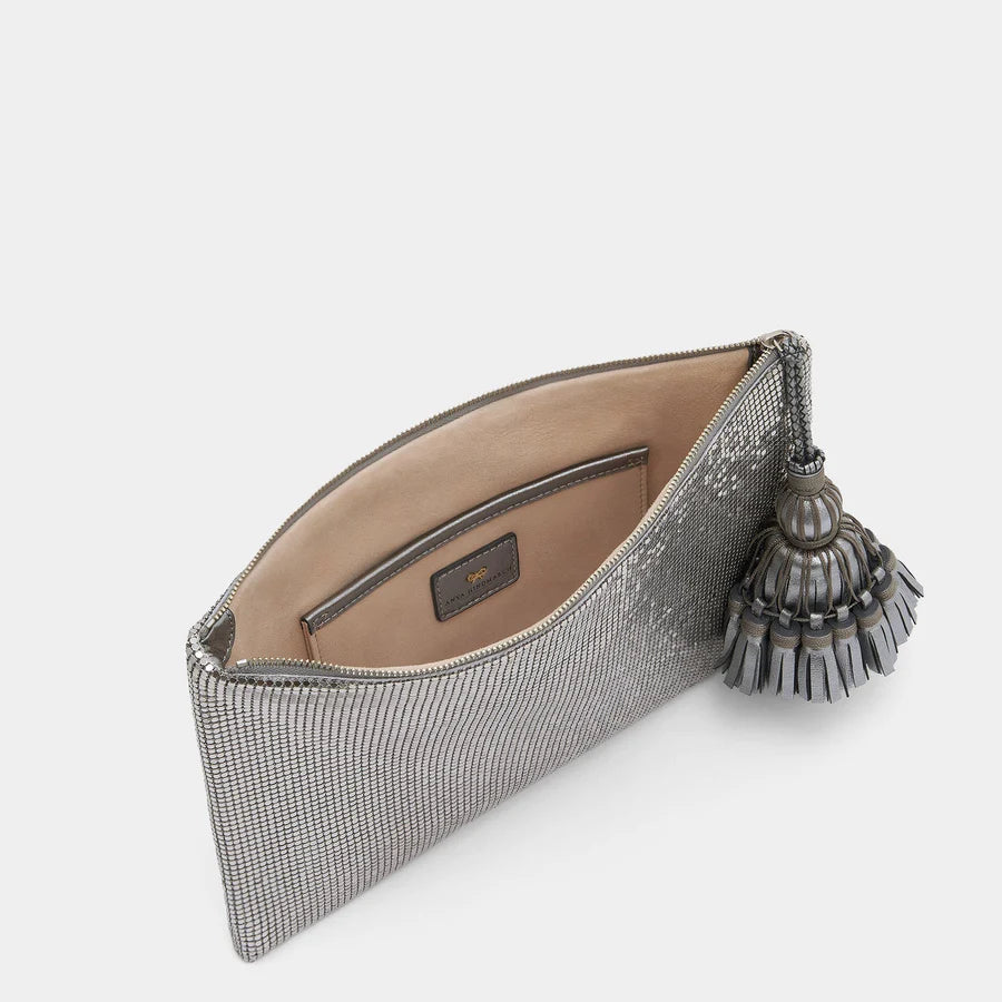 Georgiana Clutch in Silver Metal Mesh