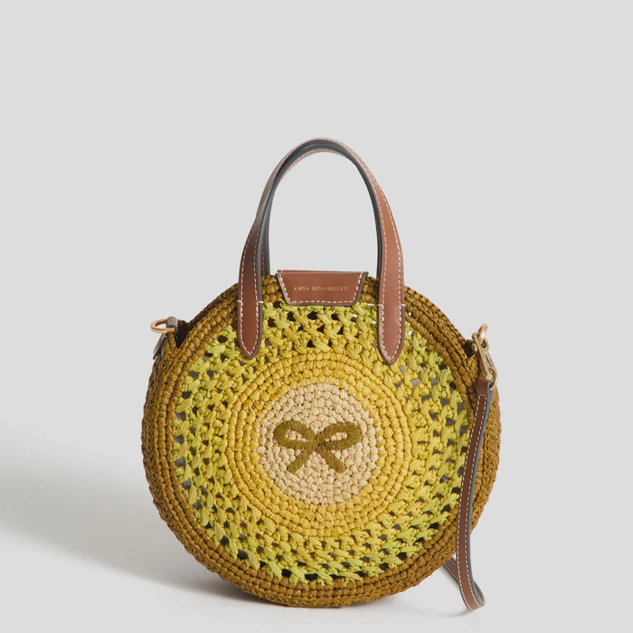 Raffia Small Round Bow Tote