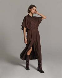 Shiny Button-Down Dress