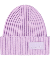 Karli Purple Rib-Knitted Beanie Hat