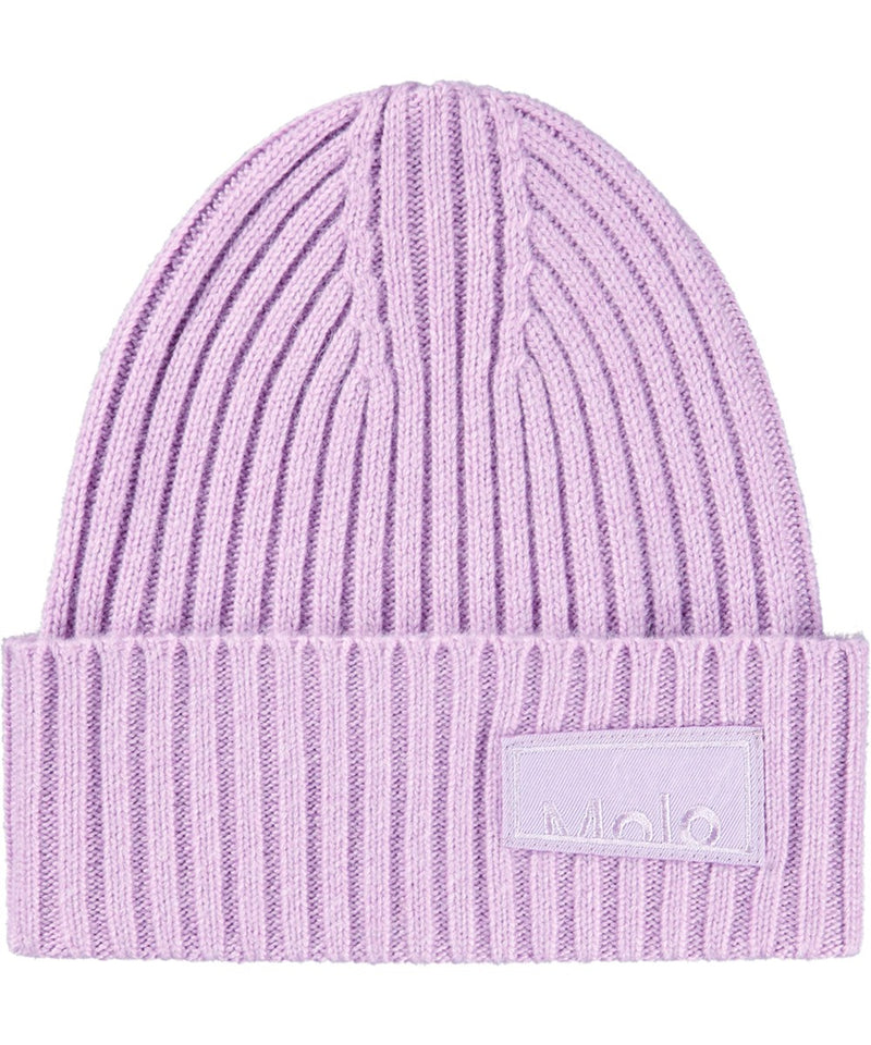 Karli Purple Rib-Knitted Beanie Hat