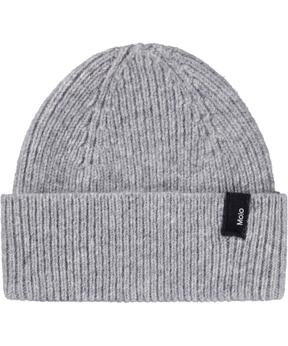 Karl Grey Mélange Rib-Knitted Beanie