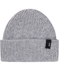 Karl Grey Mélange Rib-Knitted Beanie