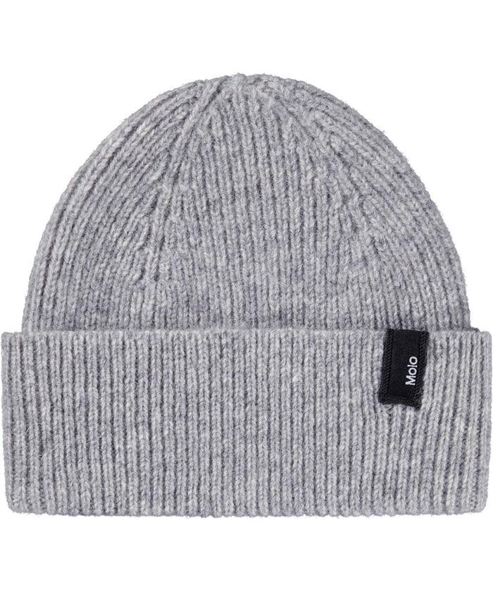 Karl Grey Mélange Rib-Knitted Beanie