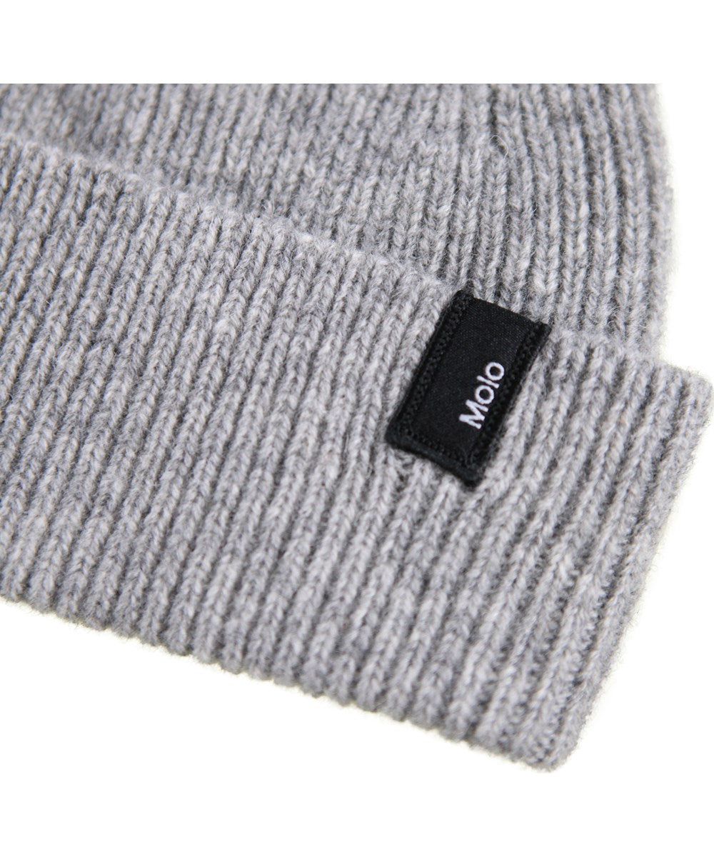 Karl Grey Mélange Rib-Knitted Beanie