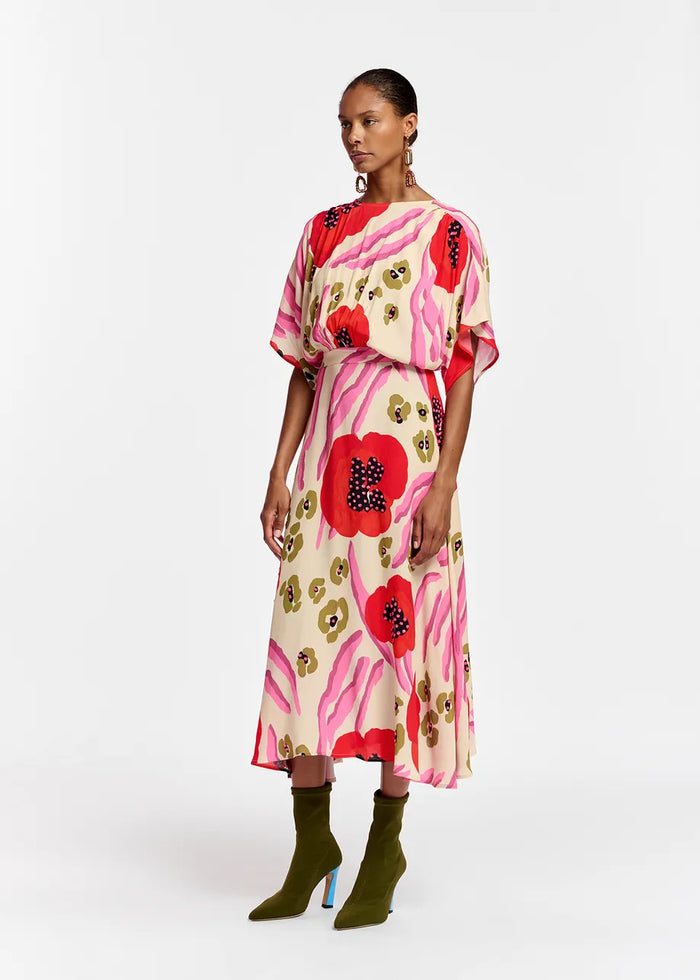 Abstract Print Midi-Length Dress