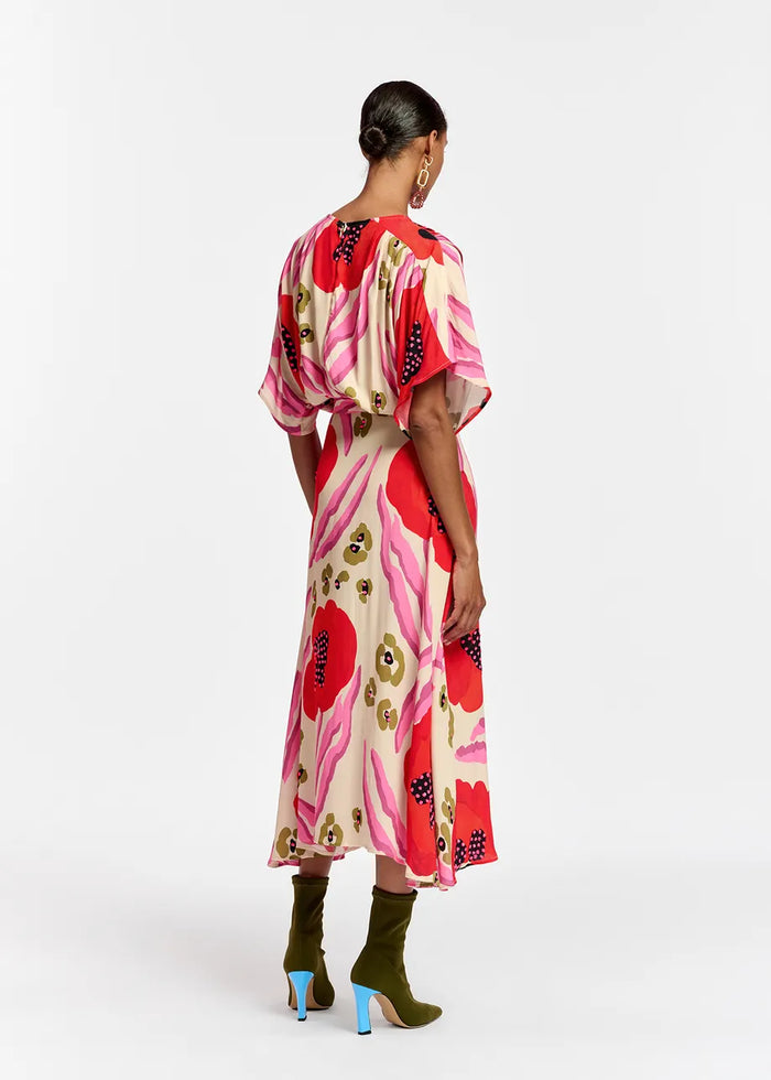 Abstract Print Midi-Length Dress