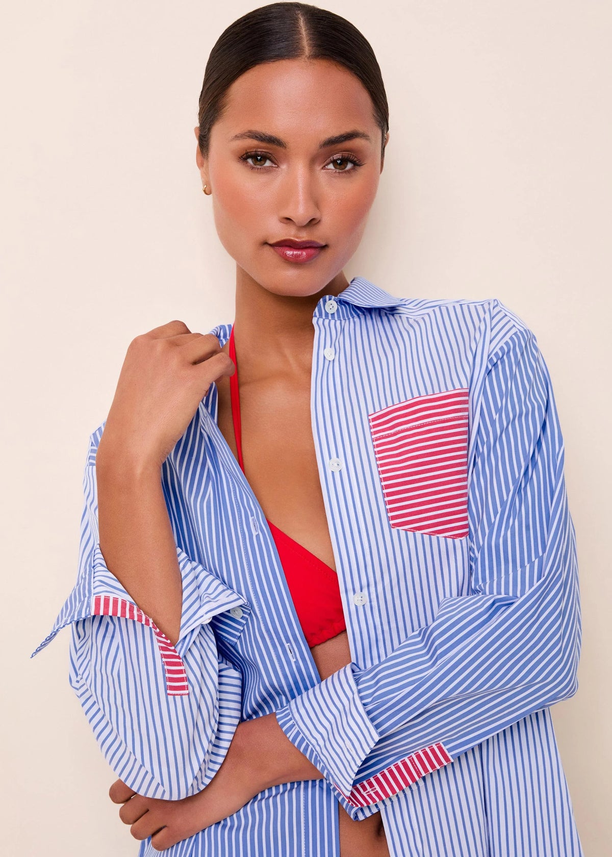 Avril Button Down Colorblock