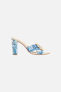 Azra Printed Raffia Mule Heel