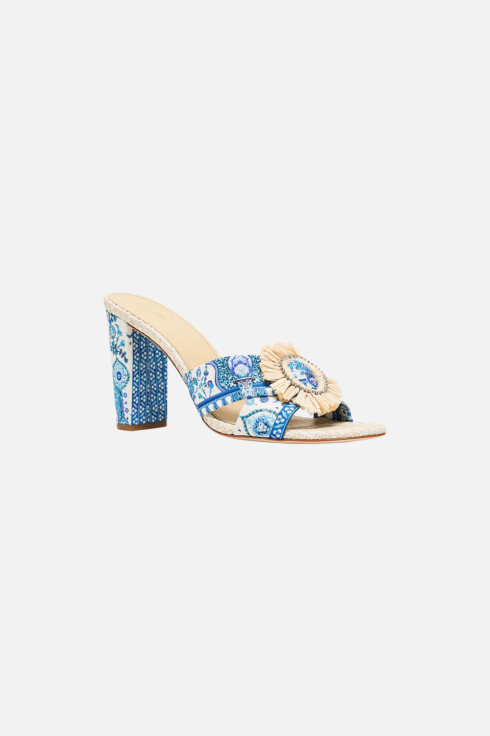 Azra Printed Raffia Mule Heel