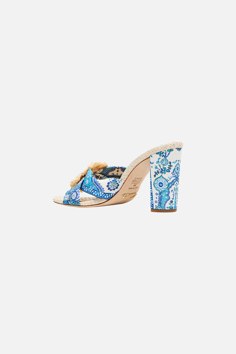 Azra Printed Raffia Mule Heel