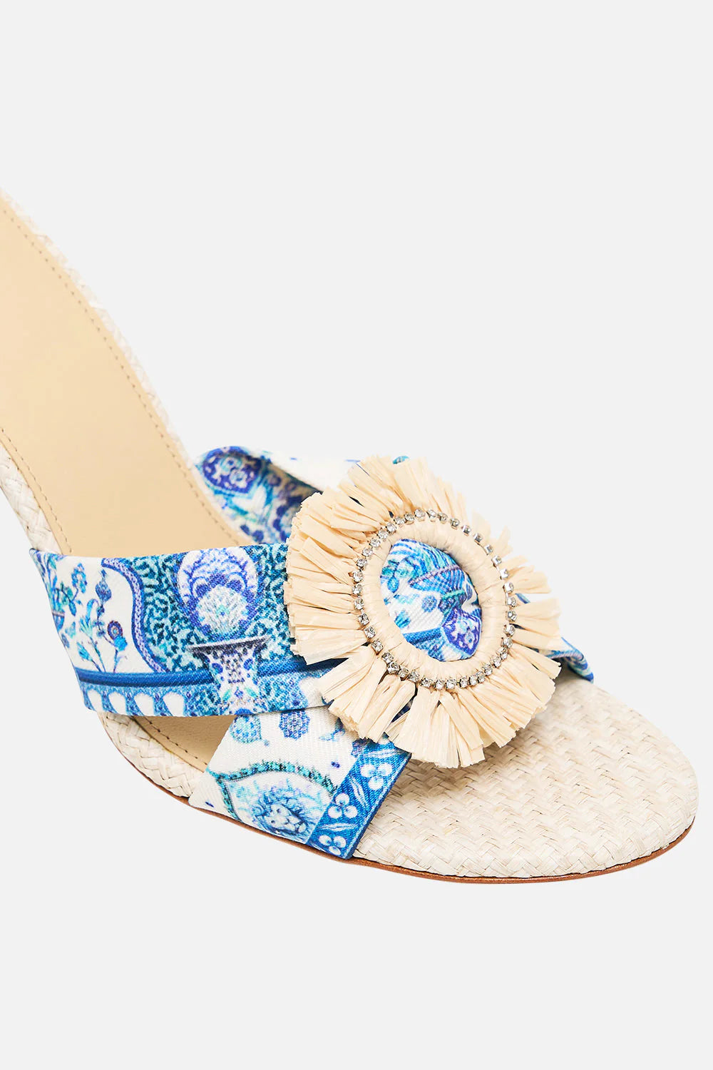 Azra Printed Raffia Mule Heel