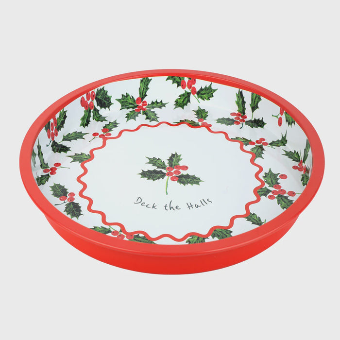 Holly Christmas Tin Tray