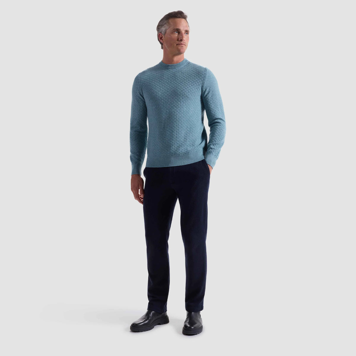 Basketweave Crewneck Sweater