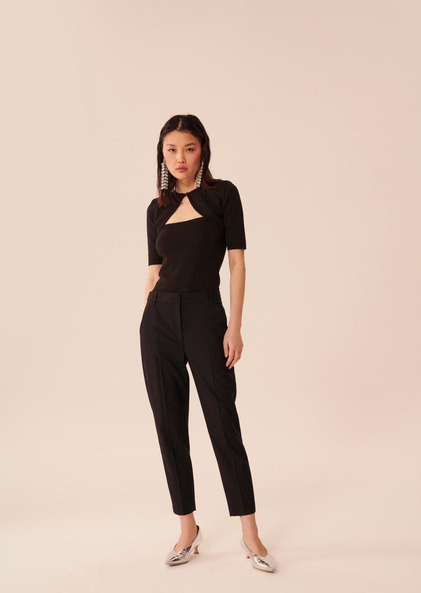 Black Philippine Trousers in Cold Wool