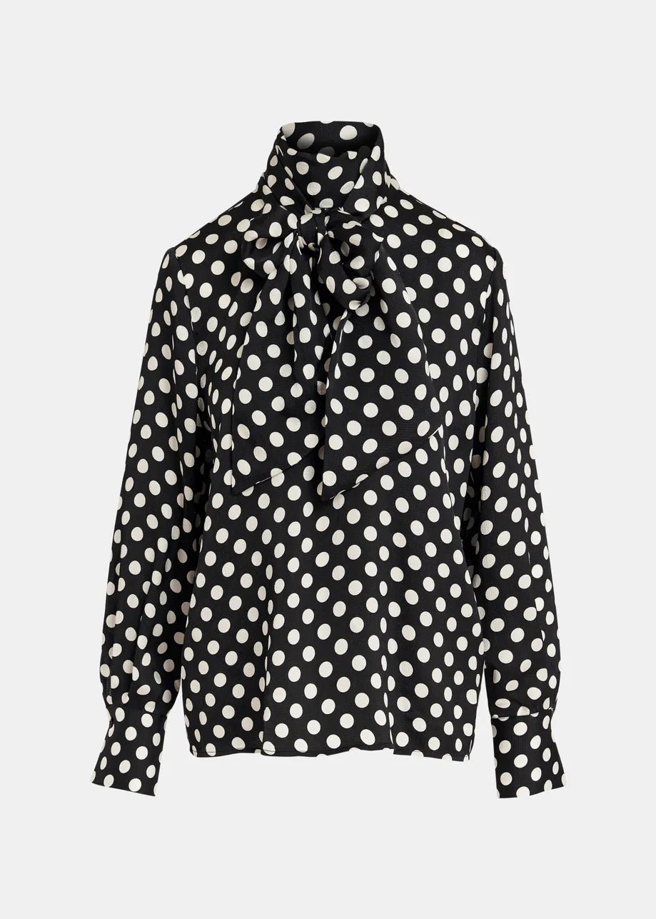 Black and White Polka-Dot Top