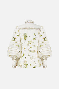 Buttoned Collar Blouse with Sleeve