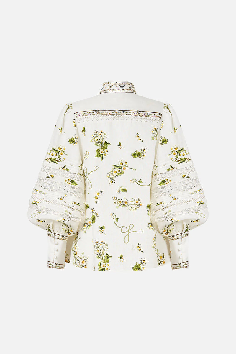Buttoned Collar Blouse with Sleeve