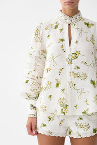 Buttoned Collar Blouse with Sleeve