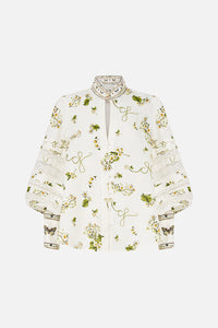 Buttoned Collar Blouse with Sleeve