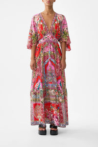 Waisted Dress with Hem Ruffle