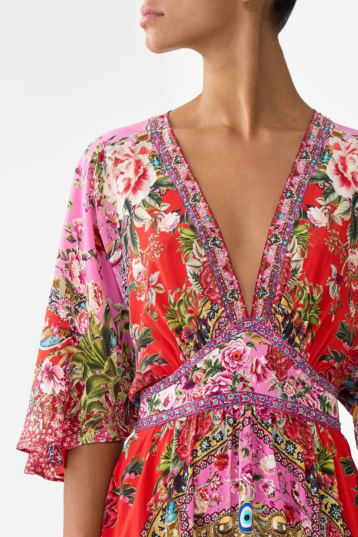 Waisted Dress with Hem Ruffle