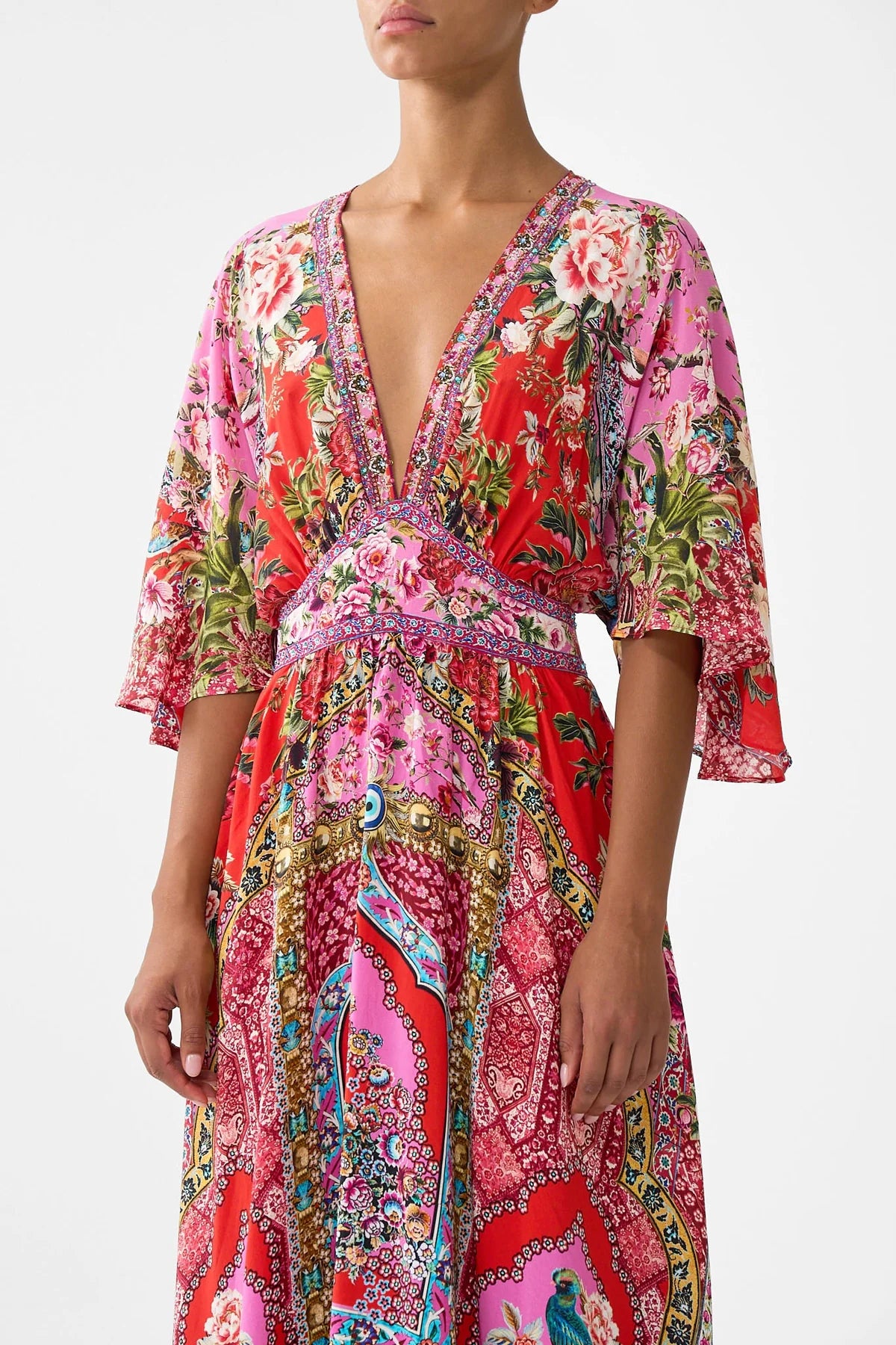 Waisted Dress with Hem Ruffle