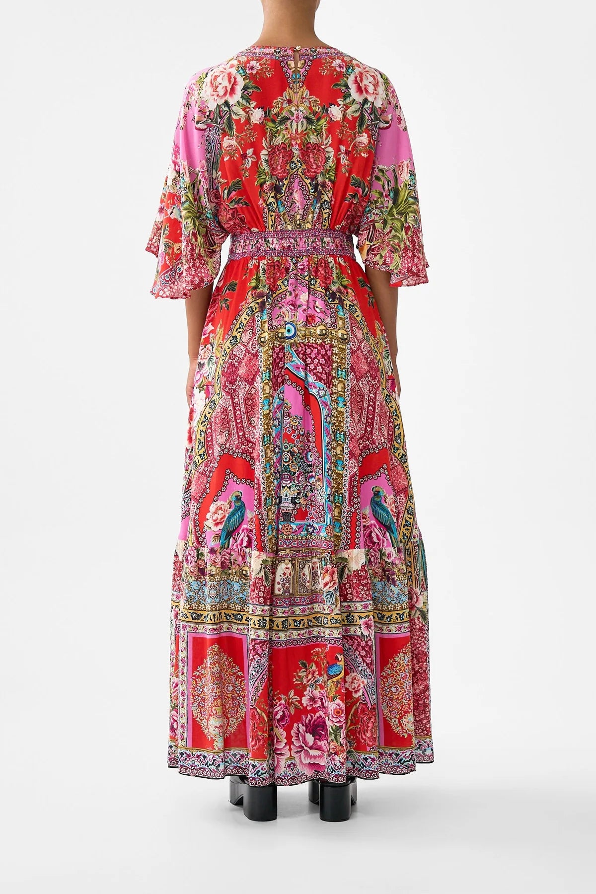 Waisted Dress with Hem Ruffle