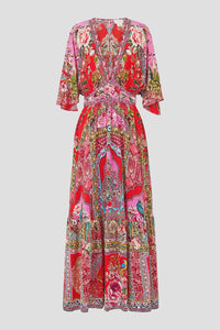 Waisted Dress with Hem Ruffle