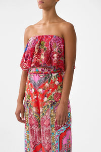 Strapless Jumpsuit with Frill