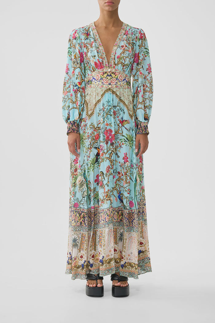 Button Dress with Shaped Waistband